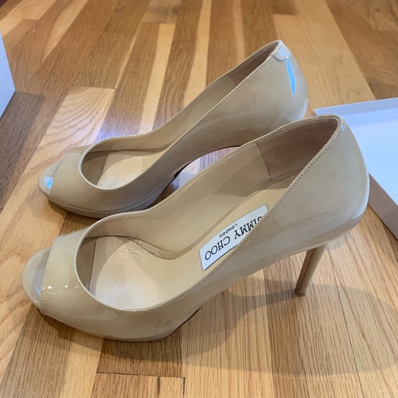Jimmy Choo Nude Patent Heels- Luna 100, size 39. - Picture 2 of 7